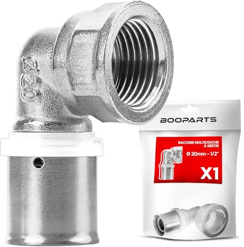 BOOPARTS – 1 Pièce – Coude Femelle à Sertir Ø20–F1/2 (15/21) | Raccord Multicouche Contour TH | Coude de Transition Étanche et Durable pour Tuyaux PEX PER et Composites