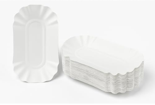 Commerline Pommesschalen aus Pappe, 250 Stück, Pappschalen Einweg | 23 × 15 × 2 cm, Pommes Schalen, Currywurst Schale, Wurstpappen, rechteckig, für Imbiss, Street Food & Gastronomie