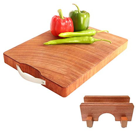 Authentisches Schneidebrett aus Eisen und Holz, rechteckiges Schneidebrett für die Küche, wendbar, mit Griff, Haushalts-Hackblock für Fleisch/Käse/Gemüse – kostenlose Sch,Onecolor-26*36*4