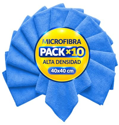 Pongal Pack 10 Bayetas Microfibra Rizo Alta Densidad 40x40 Limpieza Hogar Coche Cristales Cocina Baño Absorbentes Reutilizables Lavables Seco Húmedo Superficies Delicadas Profesionales