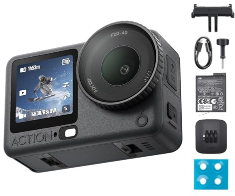 DJI Osmo Action 6 Standard Combo mit Zubehör, Action-Cam mit 1/1,1″-Quadratsensor, Variable Blende von f/2,0-f/4,0, Kältebeständig, 4 Std. Akku, Action-Cam 8K