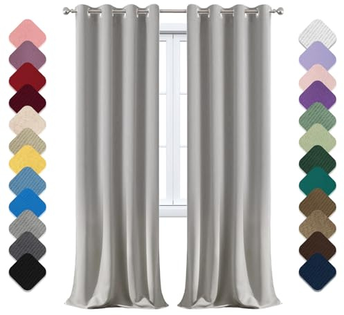 Rideau occultant thermique à œillets - Isolation phonique et isolation thermique - Séparateur de pièce pour salon, chambre à coucher et balcon - 1 pièce - Gris