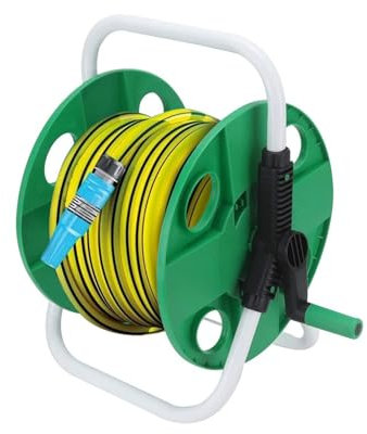 M.J COMFY-LIFE 45M Portable Garden Hose Reel – Heavy Duty Manual Metal Hose Reel Without Hose, Lightweight for Outdoor Garden Watering
