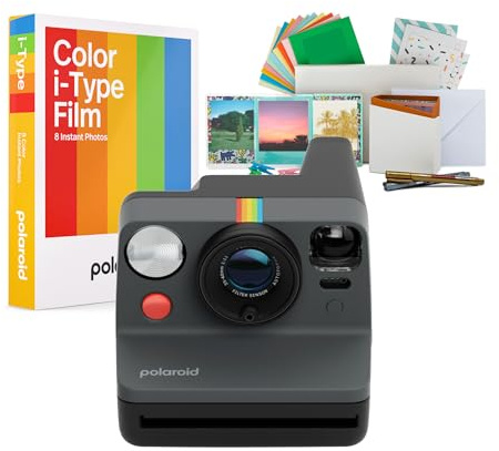 Polaroid Now Generation 3 Instant Camera with Built-in Tripod Mount and Two-Lens Autofocus System (Black) Bundle with Film Kit and Originals Color Instant Film (3 Items)