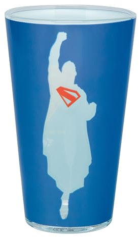 Paladone Bicchiere da 440 ml, con licenza ufficiale DC Comics, bicchiere in vetro per fan dei supereroi, regalo divertente, merchandising cinematografico