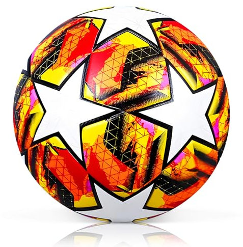 AUEJACKY Pallone Champions League, Taglia 5 Calcio, Pallone da Calcio a Allenamenti e Giochi per Bambini e Adulti, Regalo di Compleanno per Tifosi e Amanti