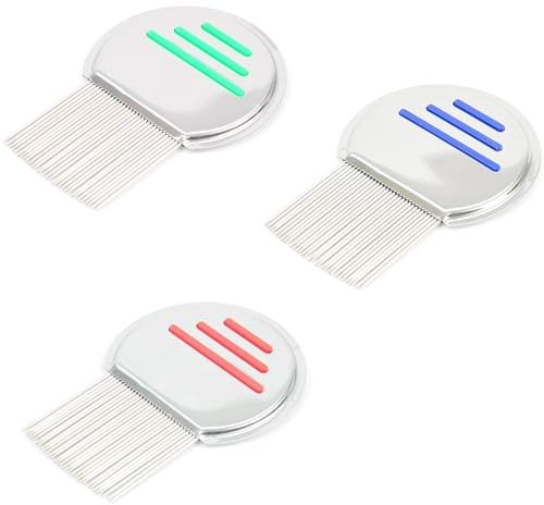3-Pack Stainless Steel Lice Combs – Effective Nit & Lice Removal Tools for Kids & Adults – Dual-Sided Design for Fine Hair – Durable, Reusable, Gentle on Scalp – Best Nit Comb for Head Lice