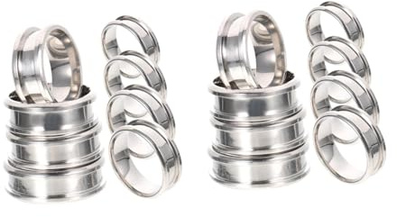 HAPINARY Lot De 16 Bagues Vierges En Acier Titane Pour Homme, Bagues Polies, Rainurées, Unies, Ajustables