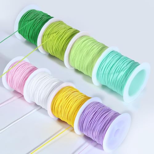 Nylonschnur Nylonfaden 0,8mm – 8 Farben, je 20 m pro Rolle, geflochtene Schnur – für Armbänder, chinesische Knoten, Makramee, Schlüsselanhänger, Handyanhänger & DIY-Schmuck