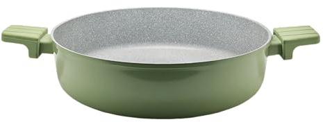 Akinda Home - Tegame 32 cm in alluminio forgiato verde tre stelle - pentola grande - rivestimento grigio