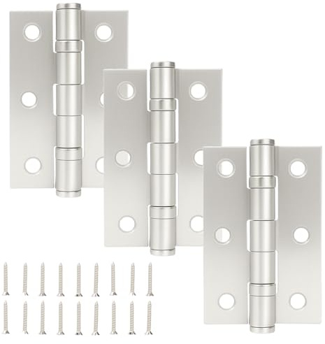 HARDHAWK Door Hinges, 3-Pack, Satin Nickel