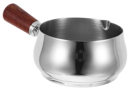 Healifty Casserole Acier Inoxydable Casserole à Lait Avec Poignée Bois Marmite Japonaise Antiadhésive Pour Condiments Individuels
