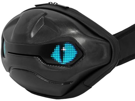 CHEOTIME LED Umhängetasche, Hartschalen Motorrad Umhängetasche mit Augenanzeige, programmierbar, wasserdicht, DIY, Rucksack für Fahrer, Schultertasche, Fahrrad Reise Tagesrucksack