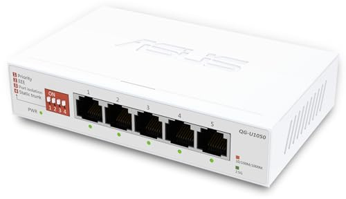 ASUS QG-U1050, 5-Port 2.5G Unmanaged Switch | unterstützt 4 intelligente Modi, Heimnetzwerk-Hub, Büro-Ethernet-Splitter, Plug & Play, einfache Einrichtung, geräuschlos