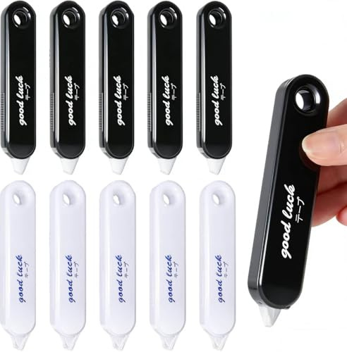 BetterJonny 10 PCS Rubans Correcteurs, 6mx5mm Souris Correcteur Blanc avec Capuchon Protecteur Rouleaux de Correction pour Papeterie Fourniture Scolaire (Blanc+Noir