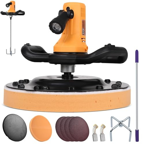 1680W 2in1 Elektrisch Putzglättmaschine & Rührwerk Ø380mm 280-2800UPM | 6 Gang, LED Putzbearbeitungsmaschine, Poliermaschine Putzmaschine Wandschleifer Betonglätter Beton Mörtel Rührer Handrührwerk