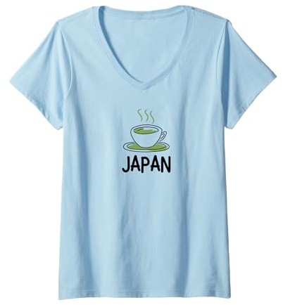 Mujer Japón Travel Matcha Tea in Cup - Tops, Camisetas y Accesorios Camiseta Cuello V