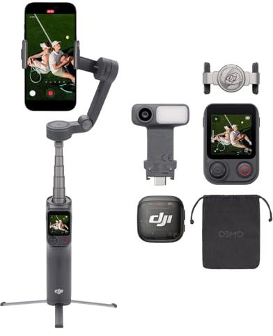 DJI Osmo Mobile 8P + Mic 3 Transmitter, Gimbal Stabilizer for iPhone & Android, Remote Controller, Wireless Mic, Professional Creation, Detail-Rich Audio, Active Noise Canceling, 3-Axis Stabilization