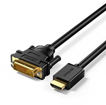 UGREEN HDMI su DVI, Cavo HDMI su DVI Adattatore HDMI a DVI (24+1) 1080P Full HD ad Alta Velocità Bi-Direzionale con Dual Link Connettori Dorati per Proiettore, HDTV, DVD, PS3, e Altri Dispositivi con Presa HDMI e DVI-D (3M)