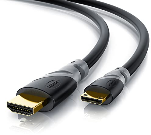 CSL- Câble mini hdmi vers hdmi 5m - Câble mini HDMI type C vers full HDMI type A - 1080 p 2160 p 4k @60hz - Supporte Full HD Ultra HD HD Ready 3D - Ethernet High Speed - Contacts plaqués Or 24K