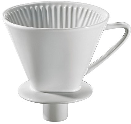 Cilio 0000106091 Kaffeefilter mit Stutzen, Größe 4, Keramik, silber, 14,6 x 15 x 16 cm