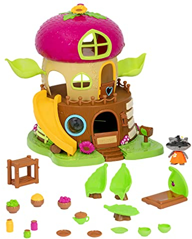 Li’l Woodzeez 19-teilig Eichel Baumhaus Set mit Zubehör und Wackelkopf Tierfigur – Waschbär, Bett, Geschirr und mehr – Spielzeug für Kinder ab 3 Jahren