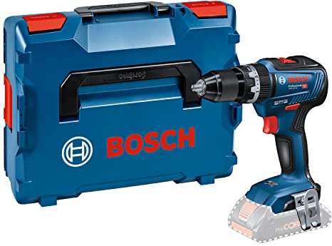 Bosch Professional GSB 18V-55 - Taladro percutor a batería (18V, 55 Nm, sin batería, en L-BOXX), Azul, Solo