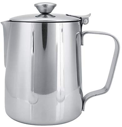 MAGT Milchkännchen mit Deckel, Edelstahl Milchkanne 350ml Kaffeekanne Edelstahl Milchschaumkännchen Milchaufschäumer Krug für Lattekaffee Art(350ML)