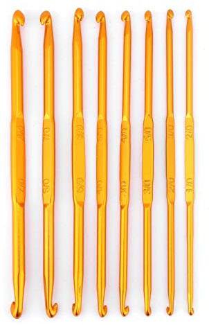 Uncinetti a doppia estremità 8 pezzi Uncinetti a doppia estremità in allumina dorata Set di ferri da maglia Weave Craft