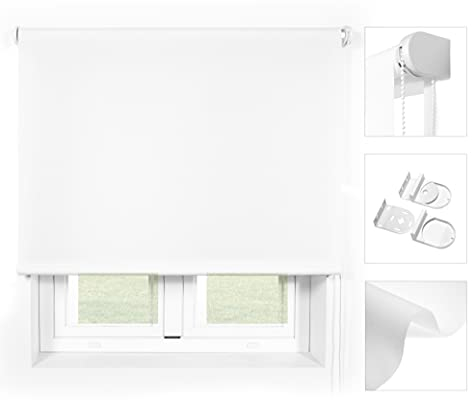 Blindecor Ara Premium | Hochwertiges durchscheinendes glattes Rollo - Weiß, 80 x 240 cm (BxH) | Stoffgröße 77 x 235 cm Rollos Premium für Fenster