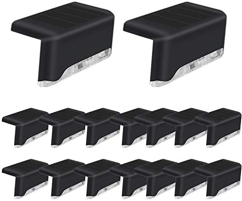 Codian 16 Pack Solar Deck Light, Solar Deck LED Lights for Outdoor, Waterproof LED Lights for Step, Railing, Wall, Patio, Garden, Stair, Yard and Driveway Path (Warm White)