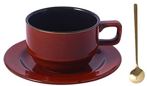 MTFBQ Tasse Expresso, Tasse en Porcelaine Vintage, Service A Cafe Complet, Coupe À Café Sertie De Céramique Soucoupe, Coupe-Tasse De Thé, Gobelets Empilables, Tasses Vintages Et Soucoupes, 250Ml/9Oz