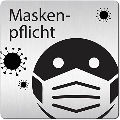 Türschilder24 XXL Schild - Türschild (B) • 125 x 125 x 1,5 mm • Maskenpflicht 001 Maske • Aluminium Vollmaterial • 100% Made in Germany