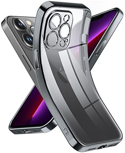 Supdeal Crystal Clear Hülle für iPhone 13 Pro, Niemals gelb mit Kameraschutz, Silikon Durchsichtig Handyhülle Weicher Passform, Ultra Dünn und Leicht Case Cover, 6,1, Schwarz