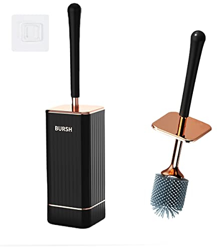 MOUFIER Toilet Brush and Holder,Silicone Toilet Brush Holder Set with Soft Bristle Brush for Bathroom (Black)
