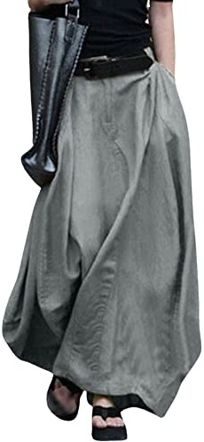 ThreeH Donne A-Line Grande Gonna Swing Vita Alta Slim Maxi Gonna Lunga Danza per la Primavera Autunno Inverno