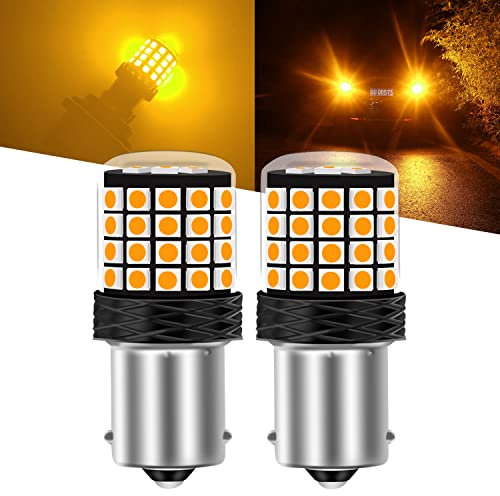 Sidaqi 1156 BA15S P21W Bombilla LED Ámbar Amarillo 12-24V 54SMD 3030 42W Super brillante 2200LM Canbus P21W 7506 1141 Bombilla LED para luces intermitentes delanteras y traseras -2PCS