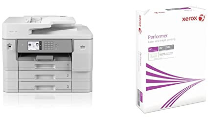 Brother MFC-J6957DW DIN A3 Business-Ink 4-in-1 Farbig Multifunktionsgerät weiß/grau, 576 x 477 x 445 mm (BxTxH) & Xerox Performer Multifunktions-Papier, weiß, 80 g/m², A3-1 Paket (500 Blatt)