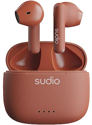 Sudio A1 Sienna Écouteurs avec Bluetooth, Touch Control avec Station de Charge compacte sans Fil IPX4, écouteurs Silencieux avec Microphone intégré, Son Cristal de qualité supérieure