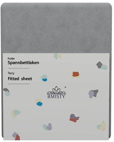 BMISTY Spannbettlaken FROTTE - Bettlaken mit Gummiband - Spannbetttücher für Schlafzimmer - Bettlaken Oeko-TEX Zertifizierung - Baumwolle Spannbettlaken 140x200 cm - Grau