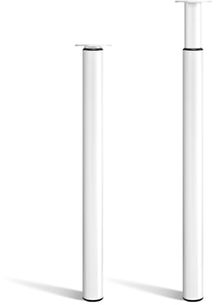 Toemics 2 Pcs Breakfast Bar Legs 710-1100mm Height Adjustable Table Leg Metal Kitchen Worktop Leg Furniture DIY Dining Table Legs with 60mm Diameter White