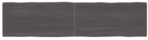INLIFE Tablero de mesa gris oscuro 200 x 50 x 6 cm madera de roble con borde de árbol, 22 kg, 364049