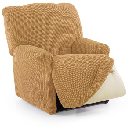 FAVERTI® Funda Super Elástica Sillón Relax Pies Juntos Reclinable de 70 a 90 cm | Modelo NOVELE | Amarillo | Protector sillón abatible de Calidad Tejido Jacquard Tacto algodón
