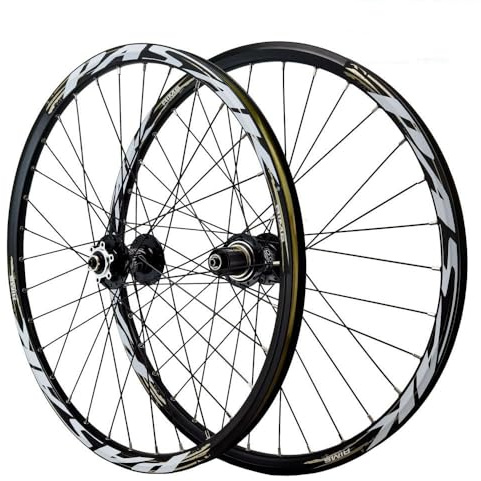 LSRRYD 24 Zoll Fahrradlaufrad MTB Laufradsatz Schnellspanner Scheibenbremse Teen Mountainbike Felgen Mit Lagernaben Kassette 8 9 10 11 12 Gang (Color : Black-Gray, Size : 24inch)
