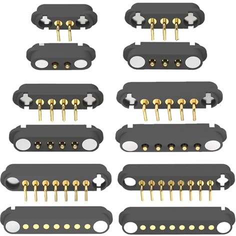 2 Paar magnetische Pogopin-Anschlüsse, 2/3/4/5/7/8P, 2 A Stecker + Buchse, 2,54/2,5 mm Durchgangslöcher, federbelastet, DC-Steckdosenanschluss (8-polig)