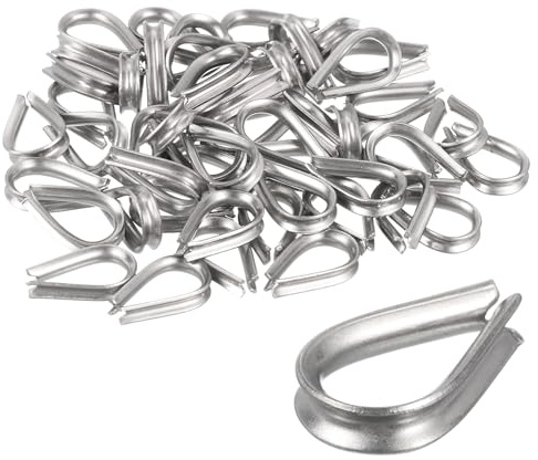 uxcell 50Pcs M1.5 Stainless Steel Thimble for 1/16 Dia Wire Rope, Wire Rope Cable Thimbles Rigging for Marine, Sunshade Sail, Fence
