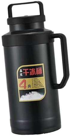 perfk Secchiello per ghiaccio secco Bottiglia d'acqua termica Facile da trasportare 6L/4L Secchiello per ghiaccio secco Contenitore per ghiaccio per buffet, Nero 4L