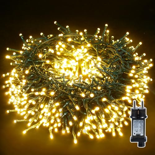 BUICXJKZ Lichterkette Außen 30m+3m 300LEDs Weihnachtsbeleuchtung Innen mit Timer, 8Modi IP44 Wasserdicht Lichterketten für Außen & Innen Weihnachtsbaum Haus Garten Weihnachten Hochzeit Party(Warmweiß)