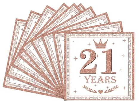 Servietten 21.Geburtstag Frauen,20Stück Roségold Geburtstagsservietten,Partyservietten,21.Geburtstag Deko Servietten,Papierservietten für Frauen Sie 21.Geburtstags Tischdekoration