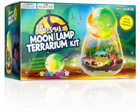 Dinosaurier Spielzeug, Dinosaurier-Terrarium-Set für Kinder mit Mondlampen-Malset, Geschenk für Junge im Alter von 4, 5, 6, 7, 8 9 10 11 12 Jahren, Dinosaur Bastelset Geburtstagsgeschenk